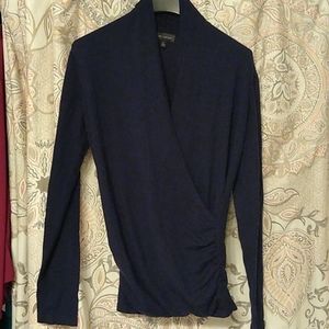 The Limited Mock Wrap Blouse Navy, M